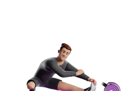 Cartoon Sports Gym Fitness Man  Low-poly 3D model