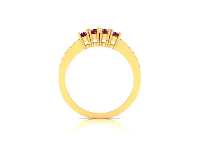 Band 3dm Render Details gold ring with ruby stones and diamonds 3D print model