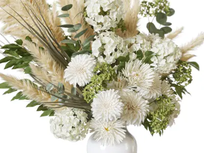 Flower Set 063 pampas chrysanthemum dahlia 3D model