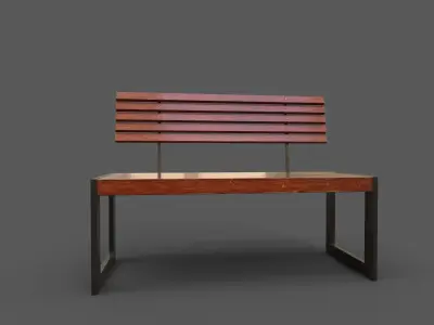 Street Bench Low-poly 3D model
