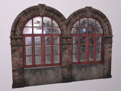 Shikumen Windows Low-poly 3D model