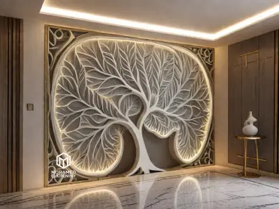 modern panel wall decor set relief stl mural CNC 300 3D model