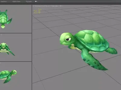 Cartoon Green Turtle Low-poly 3D model purchase