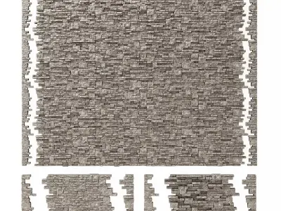 Brick stone wall block many n1  3D model