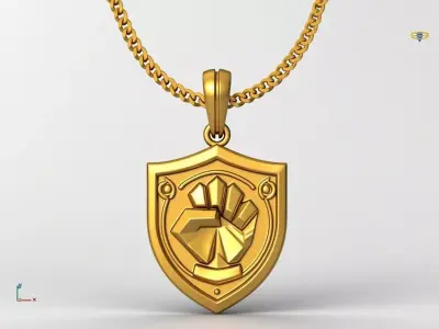 Power Fist Pendant STL 3D Model - One Inch Pendant 3D print model