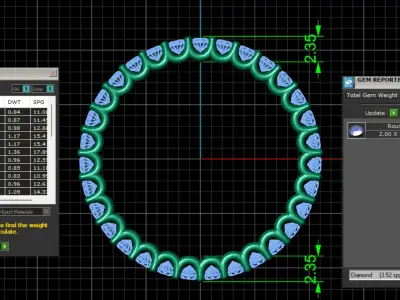 U Shaped Eternity Ring 2mm stone size swiss 16 and EU56 3D print model