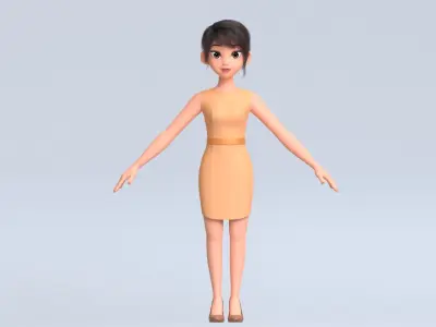 Amy Girl Cartoon Character 3D model