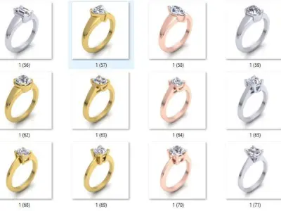 108 Solitaire Woman Ring 3d Model Print  3D print model