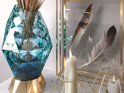 Golden Decorative Set 01 3D model