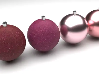 Pink Christmas Balls Set 3D model