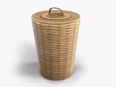Basket 4 wicker Low-poly 3D model