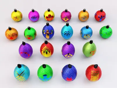 Christmas tree ball 3d model set2 Low-poly 3D model