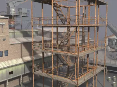 Industrial Buildings 3 Low-poly 3D model