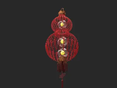  Chinese  red gourd lantern   Low-poly 3D model