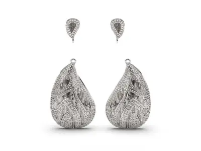 Diamond Earring with bamboo texture  3D print model