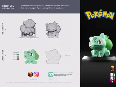 Pokemon - Bulbasaur 3D print model