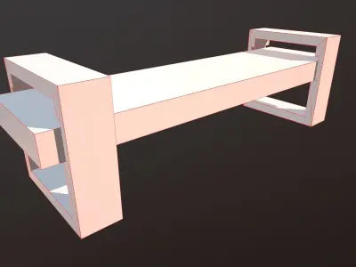 Bench with metal base  Free low-poly 3D model