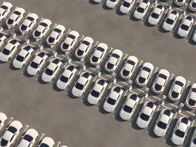 Parking with electric cars charging 3D model