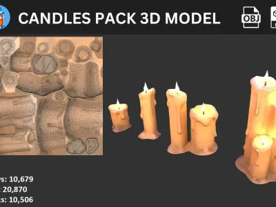 Candles Pack 3D Model 3D model