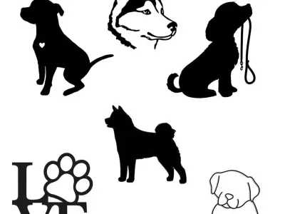 Dogs Silhouette Wall Decoration 3D print model