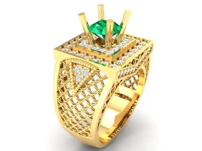 Luxury Square Emerald Statement Ring for Men  385 3D print model