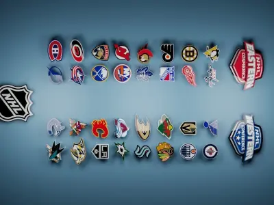 NHL Ice Hockey team logos 3D Model 3D model