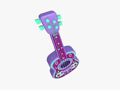Cartoon Mexican Guitar A04 Purple - Music Instrument Design Low-poly 3D model
