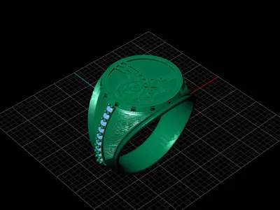 Print Ready STL 3DM  Gents Rings Diamond Men Ring  3D print model 44
