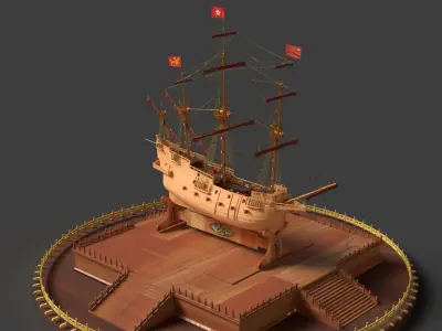 Chinese ancient sail ship   3D model