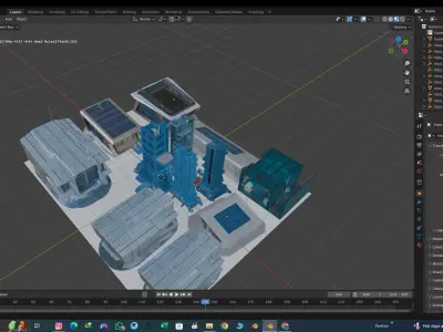 Futuristic Sci Fi City Block  Low-Poly Modular Pack Low-poly 3D model