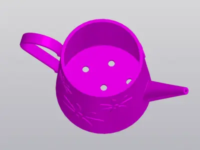 Planter Watering can with daisies Free 3D print model