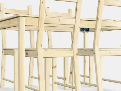 INGO - IVAR Table and 4 chairs Low-poly 3D model