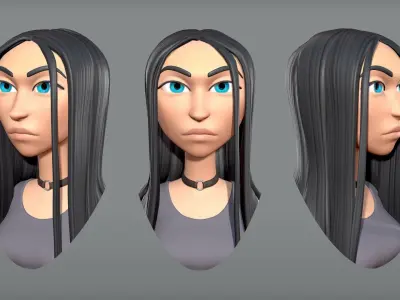 Cartoon female character Ava base mesh Low-poly 3D model