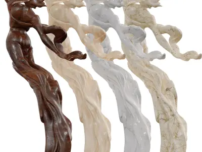 Floating Female Figure Sculpture Low-poly 3D model