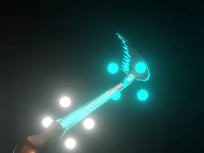 SPEAR DRAGON NAGINATA WITH SPEARS ON THE BACK AND ENERGY BALL Low-poly 3D model