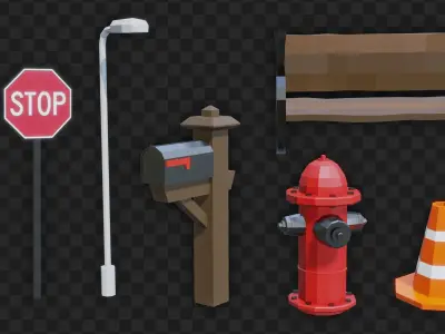 Low Poly City Asset Pack 3D model