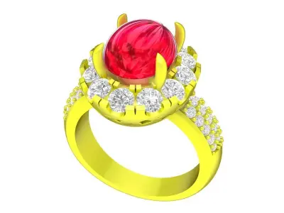 A7640 Oval Ruby Diamond Women Fashion Ring 3D Model 3D print model