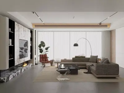 modern light luxury style living room 3D model