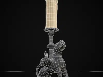 Bronze Chimera Candlestick Low-poly 3D model