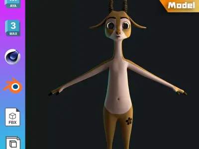 Stylized  Deer NoRig Low-poly 3D model