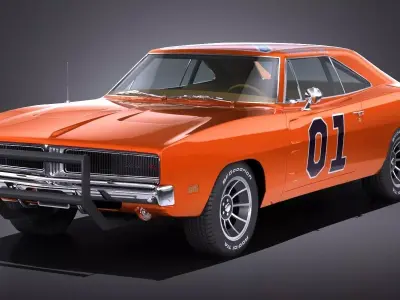 LowPoly Dodge Charger 1969 General Lee Low-poly 3D model