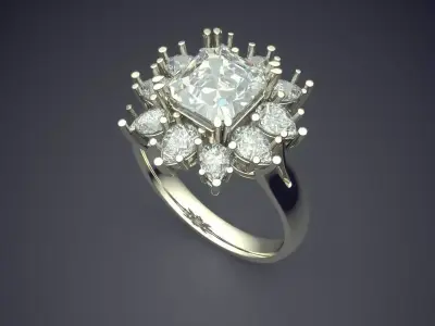 Luxury Thin Ring With A Lot Of Diamonds CAD 5452 3D print model