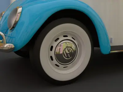 blue classic beetle 3D model