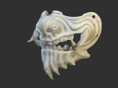 Oni Mask 2 Demon Half Face 3D print model