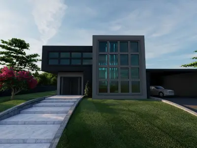 3D Futuristic Villa with Interior Design 3D model