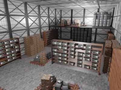 Warehouse Interior Low-poly 3D model purchase