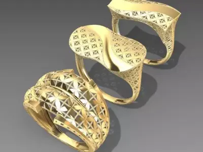 Architectural Filigree Ring Collection  STL Files 3D print model