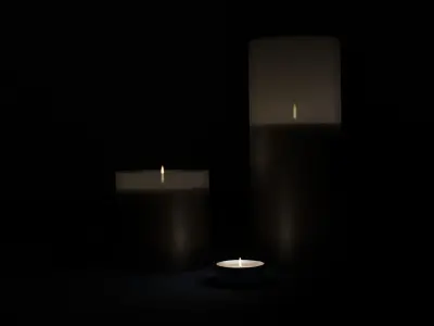 Candle set three candles 3D model