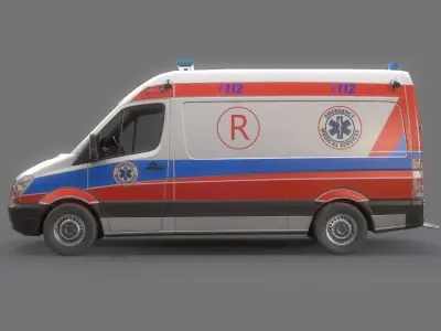Ambulance Game Ready Low-poly 3D model