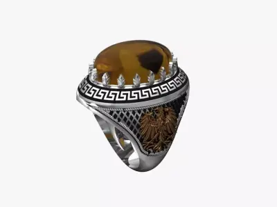 Turkish silver ring men  3D model buy